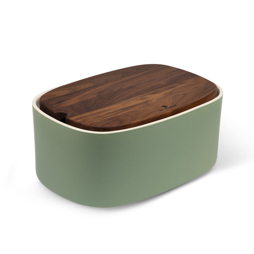 Pagnotta bread pot small green ceramic nut wood