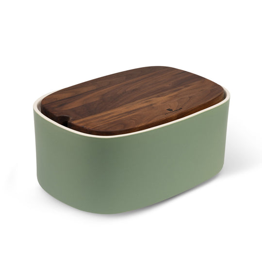 Pagnotta bread pot small green ceramic nut wood