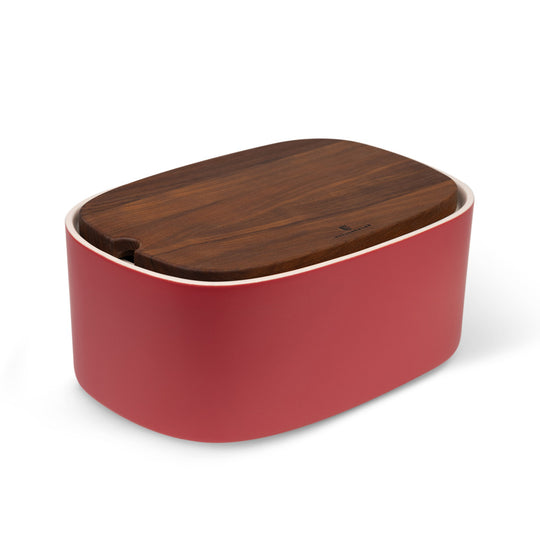 Pagnotta bread pot small red ceramic nut wood